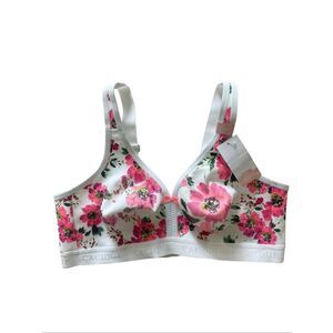 New Cacique Floral Cotton Collection Full Coverage Bra Size 40D No Wire 40 D